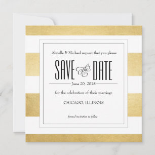 Save The Date Elégant Gold Foil Modern Stripe Enregistrer la dat