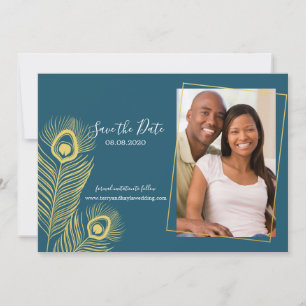 Save The Date Elegant Gold Peacock Enregistrer le Mariage de dat