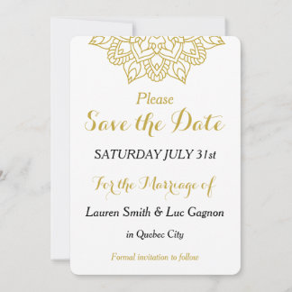 Save The Date Elégant Golden Mandala Wedding Enregistrer la cart