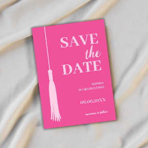 Save The Date Élégant Gras Rose Grad Tassel Grad Grad Grad Gradu