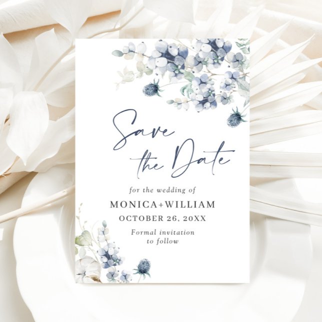 Save The Date Élégant hiver Foliage Boho Mariage Enregistrer la  (Créateur téléchargé)