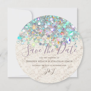 Save The Date Élégant holographique pailleté scintillant moderne