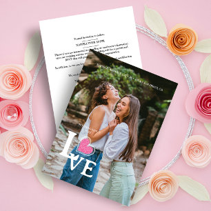 Save The Date Elegant Hot Pink Heart Photo Fancy Love Wedding
