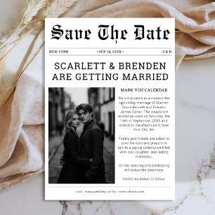 Save The Date Élégant journal Mariage noir et blanc Photo