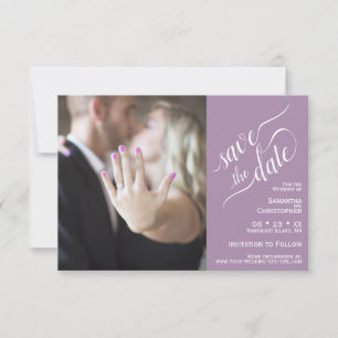 Save The Date Élégant Lavande de calligraphie 2 Volet Mariage ph