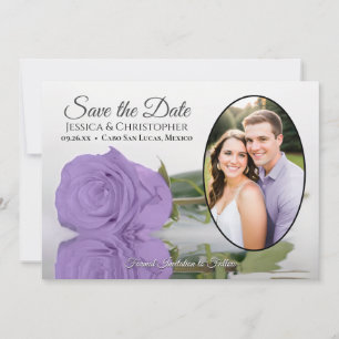 Save The Date Élégant Lavande violet Rose Oval Photo Mariage