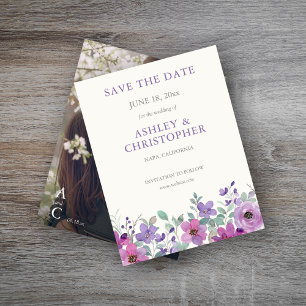Save The Date Elégant Lavender Aquarelle Floral Mariage photo