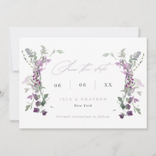 Save The Date Élégant Lilac Fleur sauvage Mariage QR Code