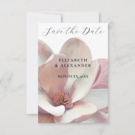 Save The Date Élégant Magnolia Mariage rose et blanc