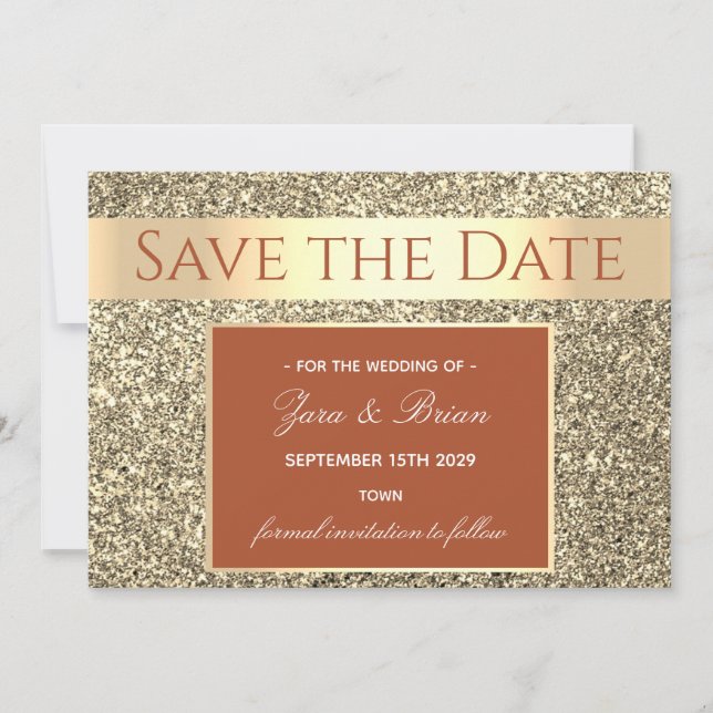 Save The Date Élégant Mariage à la Terracotta Dorée (Devant)