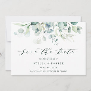 Save The Date Élégant mariage au feuillage vert Enregistrer la c