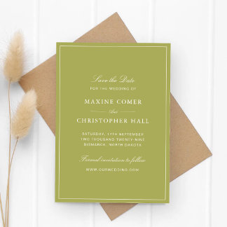 Save The Date Élégant mariage avec écriture vert olive