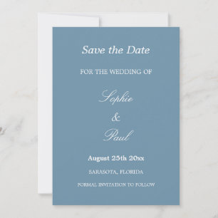 Save The Date Elégant mariage bleu Dusty Enregistrer la date