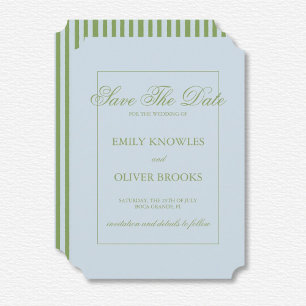 Save The Date Elégant Mariage Blue Green Stripes