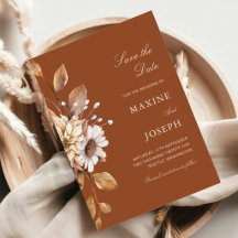 Élégant Mariage Bohème Floral Terracotta Moderne d
