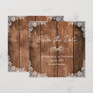 Save The Date Élégant Mariage campagnard rustique en bois