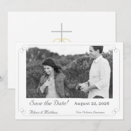 Save The Date Élégant Mariage catholique monogramme