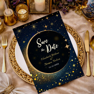 Save The Date Élégant mariage céleste de lune mystique