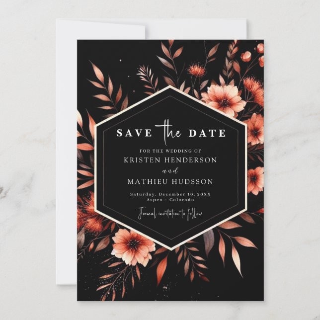Save The Date Élégant Mariage classique en terre cuite (Devant)