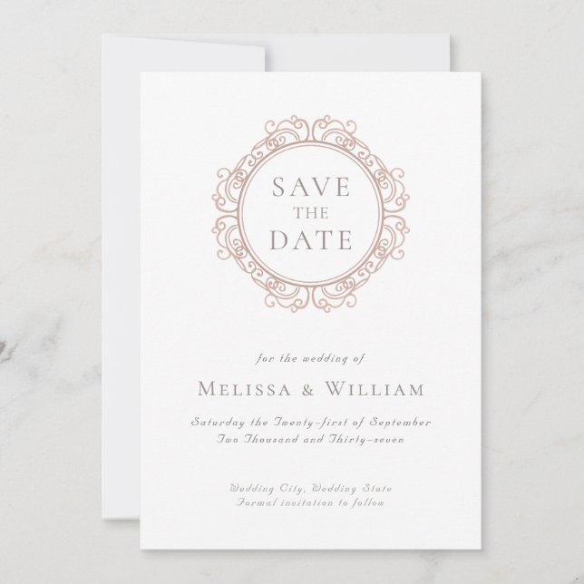 Save The Date Élégant Mariage classique ivoire (Devant)