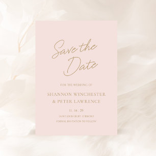 Save The Date Élégant Mariage classique rose et or