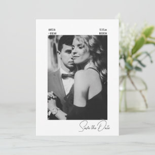 Save The Date Élégant Mariage Contemporain Noir et Blanc