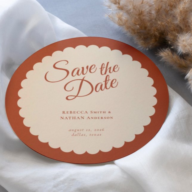 Save The Date Élégant Mariage de  à bascule en terre cuite (Créateur téléchargé)