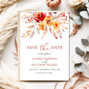 Save The Date Elégant Mariage de automne floral simple aquarelle