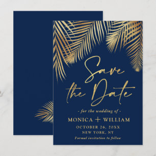 Save The Date Élégant Mariage de branches de palmier doré