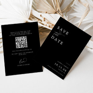 Save The Date Élégant Mariage de code Qr noir et blanc