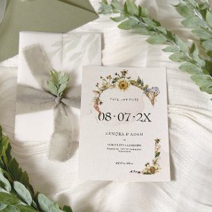 Save The Date Élégant Mariage de couronne de fleurs séchées