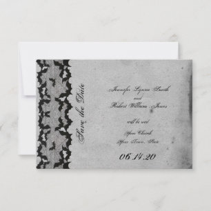 Save The Date Élégant mariage de dentelle gothique de chauve-sou