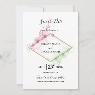 Save The Date Elégant Mariage de fleurs d'aquarelle