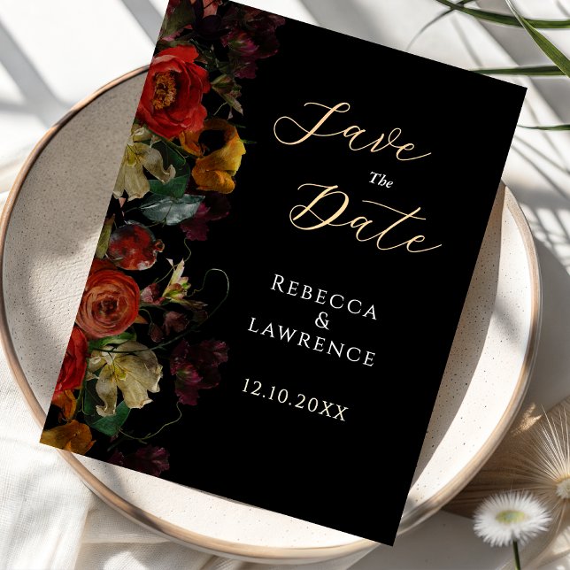 Save The Date Élégant mariage de fleurs sombres (Créateur téléchargé)