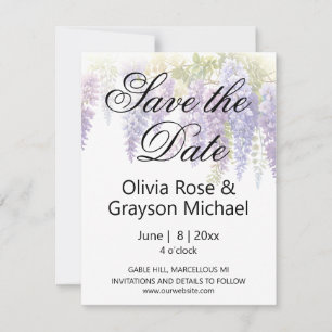 Save The Date Elégant mariage de la glycine bleu violet