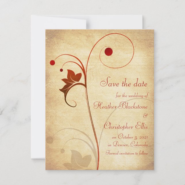 Save The Date Elégant mariage de la vigne de Berries Enregistrer (Devant)