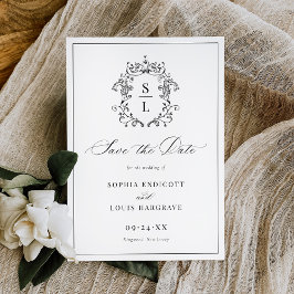 Save The Date Élégant Mariage de monographie baroque