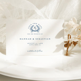 Save The Date Elégant Mariage de monographie bleu azur