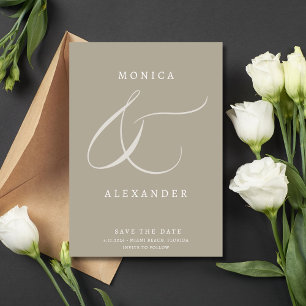 Save The Date Élégant Mariage de photos et d'esperluette de scri