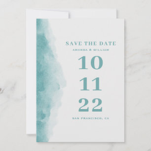 Save The Date Élégant mariage de plage nautique bleu aquarelle