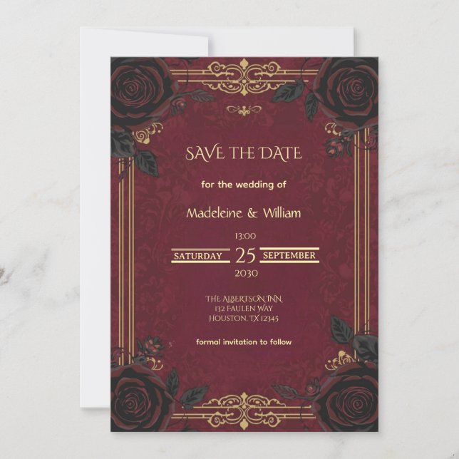 Save The Date Élégant Mariage de romance gothique (Devant)