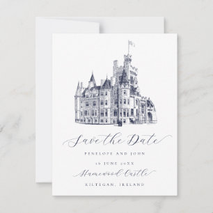 Save The Date Elégant Mariage de script d'illustration de châtea