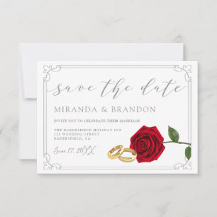 Save The Date Élégant mariage des roses rouges Enregistrer la ca