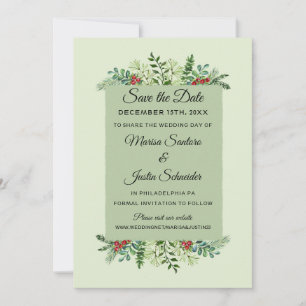 Save The Date Élégant Mariage d'hiver Noël Fête Florale