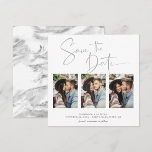 Save The Date Elégant mariage en marbre argenté Enregistrer la d