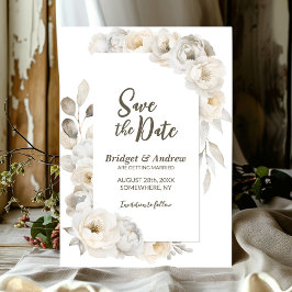 Save The Date Élégant Mariage floral blanc