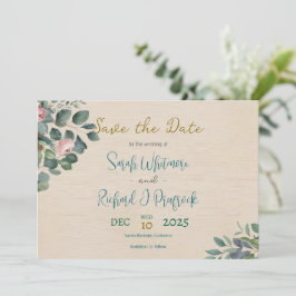 Save The Date Élégant Mariage floral Blush & Sage