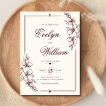 Élégant Mariage Floral Bourguignon Calligraphie Mo