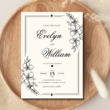Élégant Mariage Floral Calligraphie Moderne