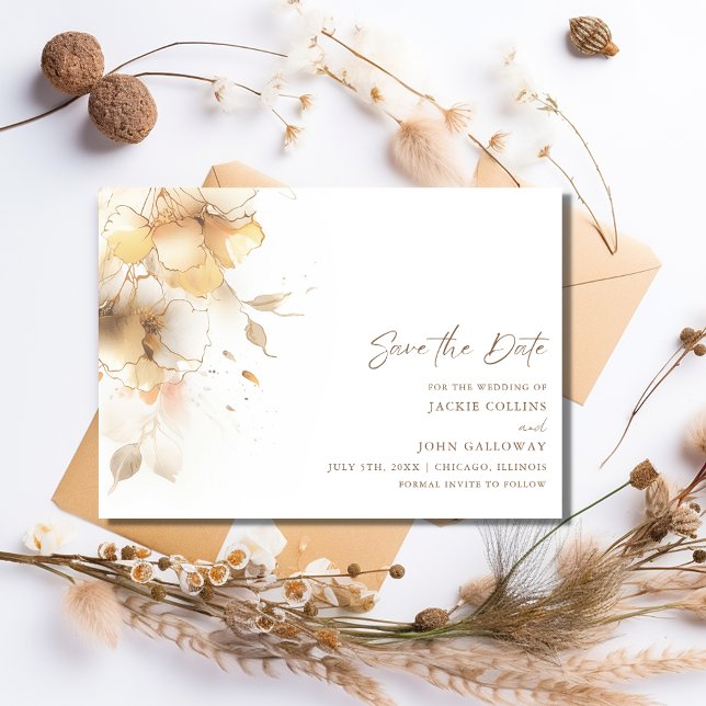 Save The Date Élégant Mariage floral de automne romantique (Elegant Romantic Fall Floral Wedding Save The Date)
